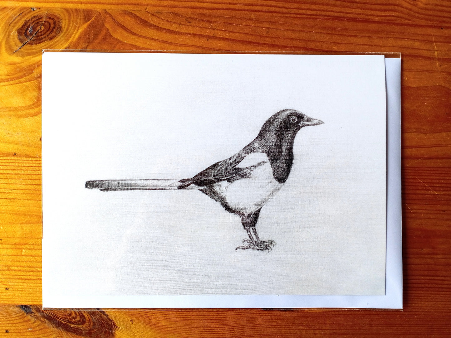 "Drawings on Cotton - Magpie" Printed Card